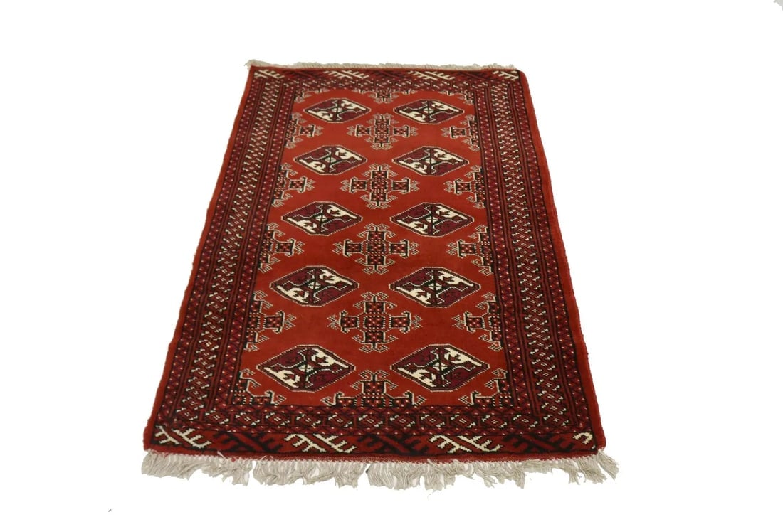 Red Tribal 3X5 Turkoman Persian Rug - 4
