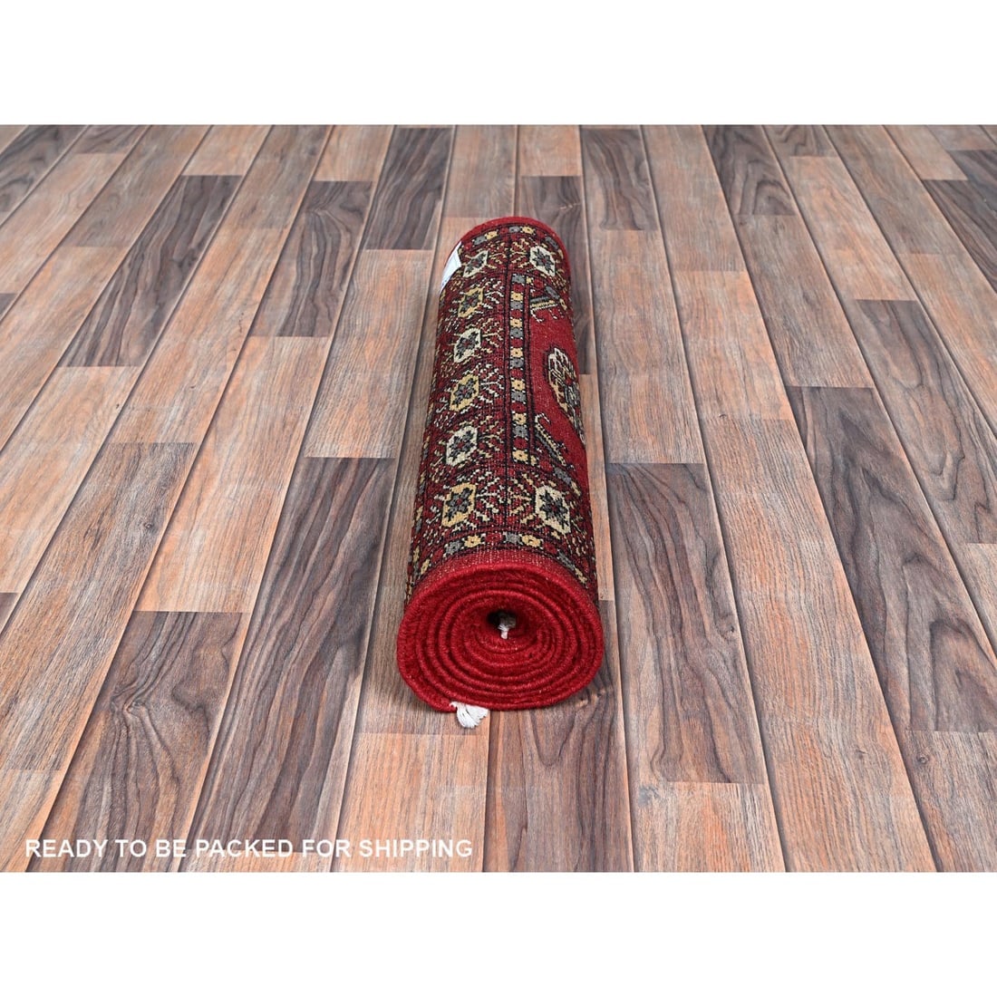 Red Princess Bokara Tribal Medallions All Wool Hand Knotted Runner Rug - 5