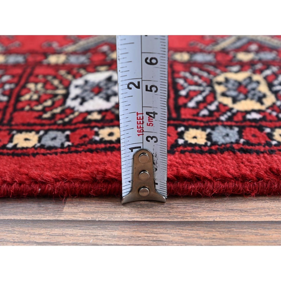 Red Princess Bokara Tribal Medallions All Wool Hand Knotted Runner Rug - 6