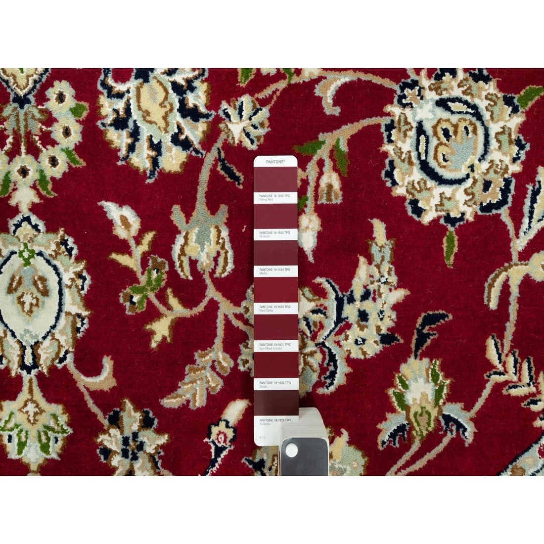 Barn Red 250 KPSI Hand Knotted Nain Soft Wool Oriental Round Rug - 7