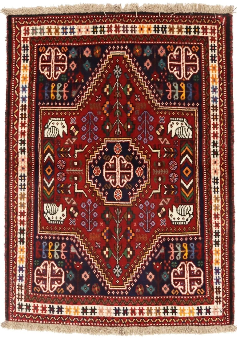 Red Tribal 3'4X4'7 Shiraz Persian Rug - 3