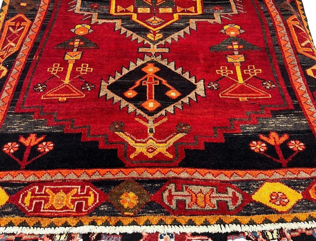 Hand Knotted Persian Luri Tribal Wool Red Oriental Area Rug 5'5" x 7'9" - 3