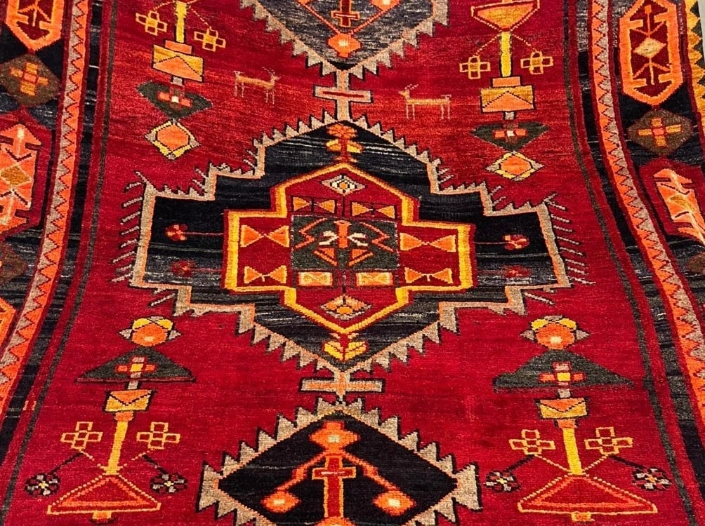 Hand Knotted Persian Luri Tribal Wool Red Oriental Area Rug 5'5" x 7'9" - 4