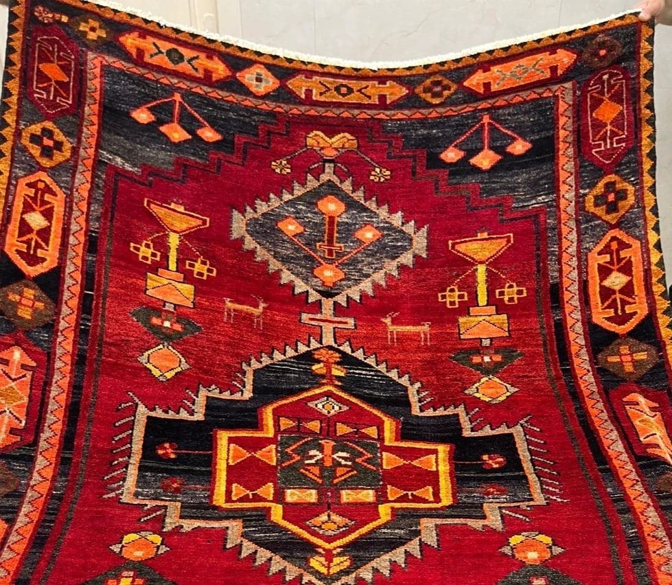 Hand Knotted Persian Luri Tribal Wool Red Oriental Area Rug 5'5" x 7'9" - 5