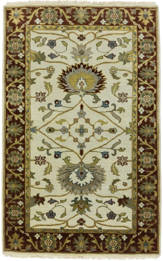 Cream Floral Osh Chobi 3X5 Peshawar Oriental Rug - 2