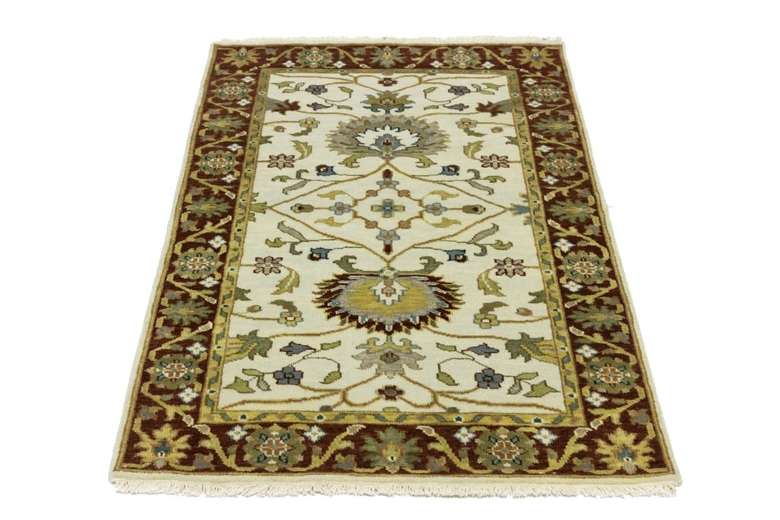 Cream Floral Osh Chobi 3X5 Peshawar Oriental Rug - 4