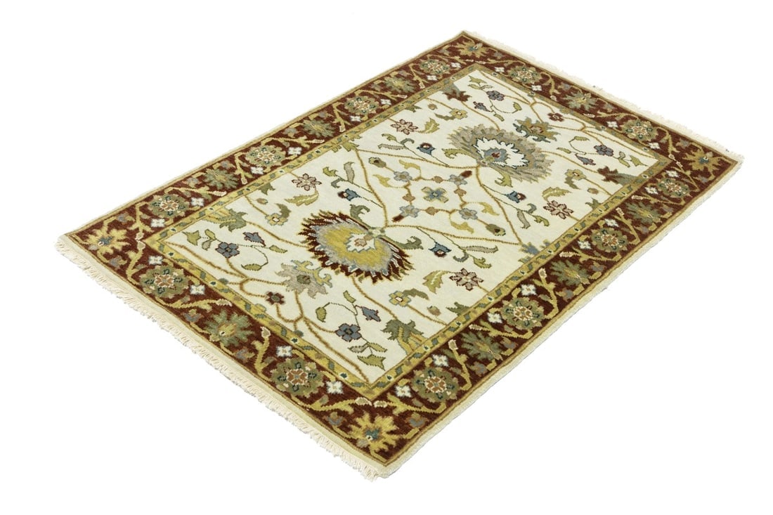 Cream Floral Osh Chobi 3X5 Peshawar Oriental Rug - 5