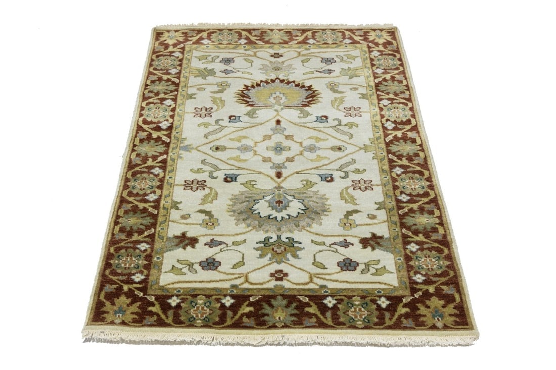 Cream Floral Osh Chobi 3X5 Peshawar Oriental Rug - 6