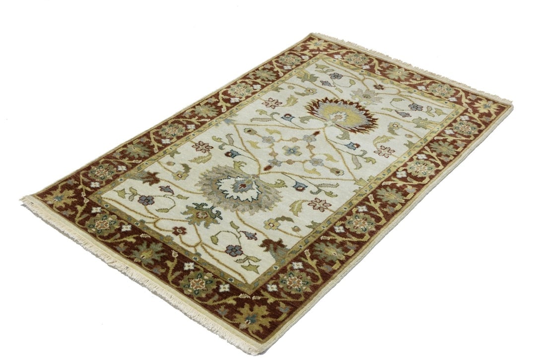 Cream Floral Osh Chobi 3X5 Peshawar Oriental Rug - 7
