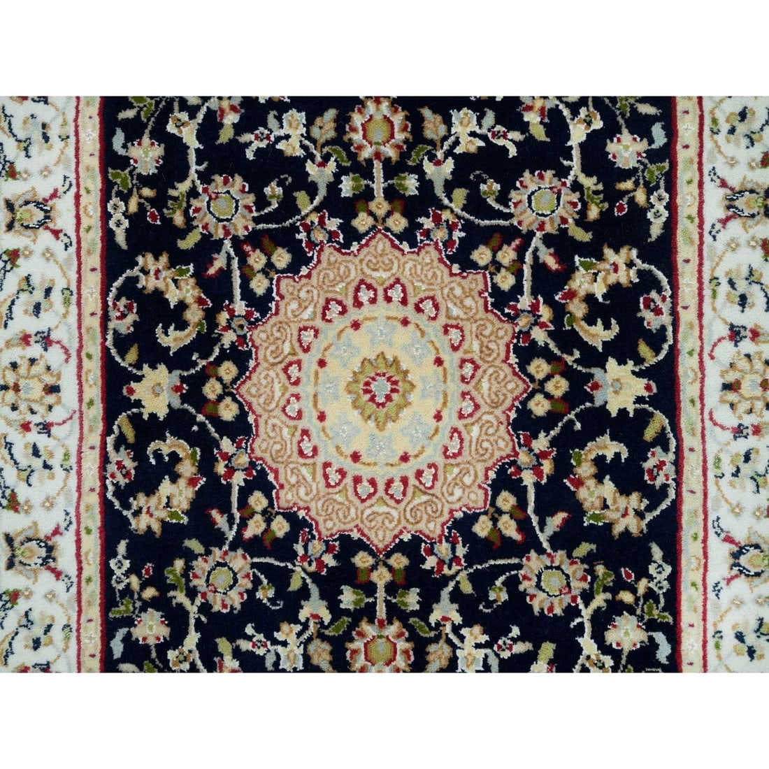 Midnight Blue, Nain Design, 250 KPSI, Wool Hand Knotted XL Runner Rug - 5