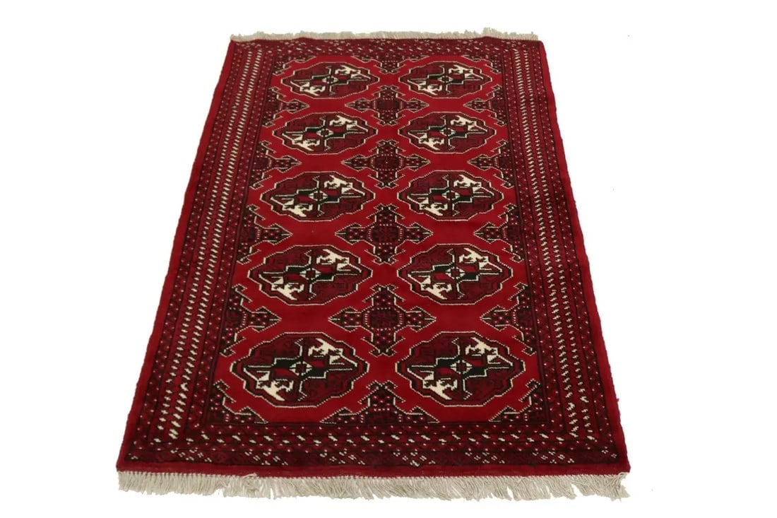 Scarlet Red Tribal 3X5 Turkoman Ghoochan Persian Rug - 4