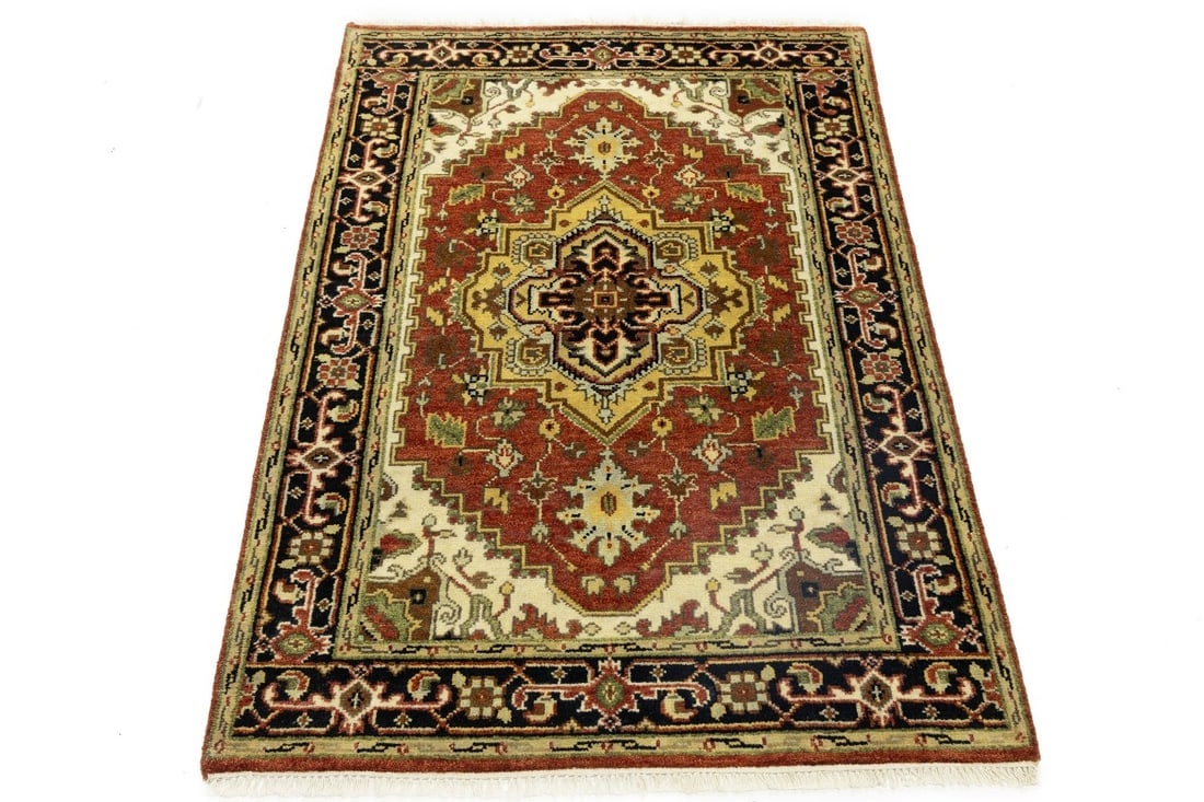 Rusty Red Geometric 4X6 Heriz Serapi Oriental Rug - 4