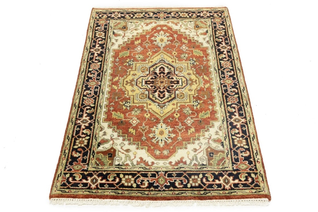 Rusty Red Geometric 4X6 Heriz Serapi Oriental Rug - 6