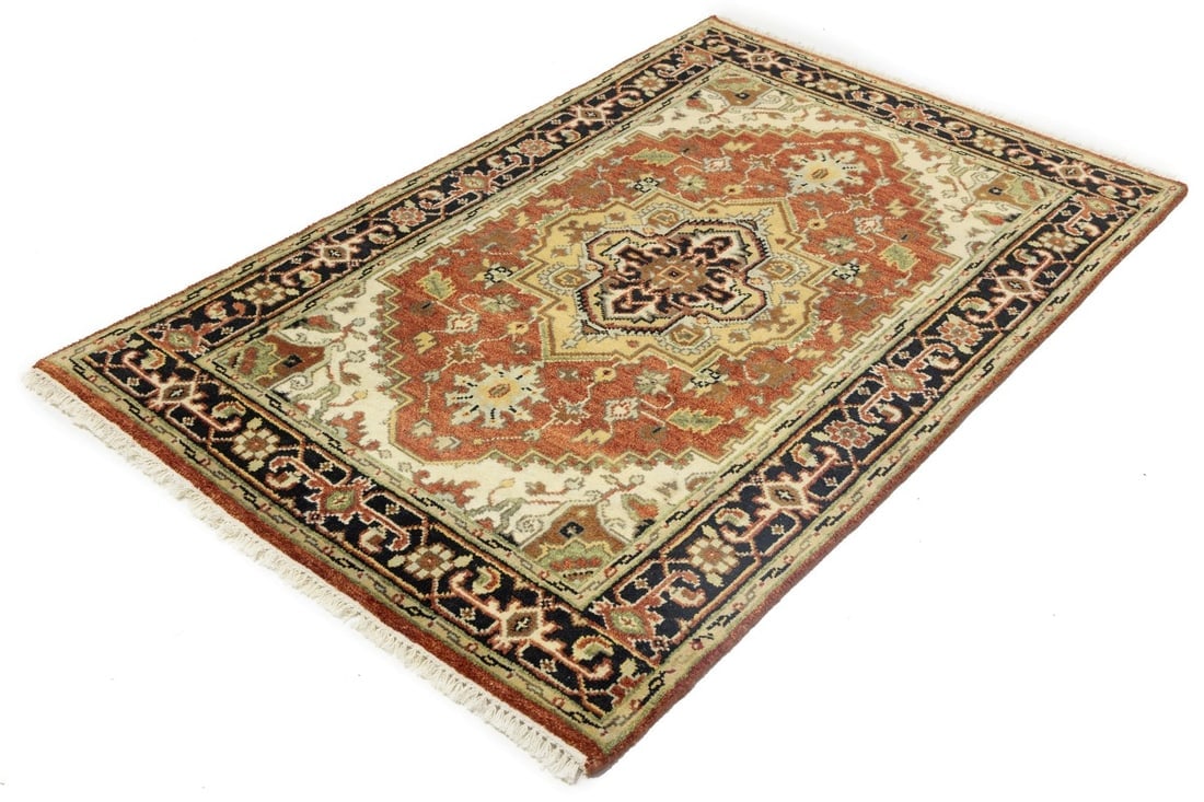 Rusty Red Geometric 4X6 Heriz Serapi Oriental Rug - 7