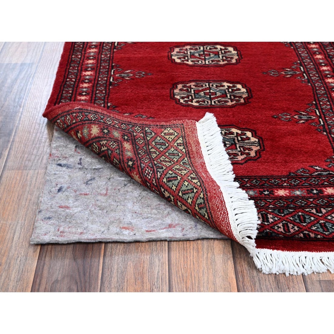 Red Princess Bokara Tribal Medallions Hand Knotted All Wool Runner Rug - 3