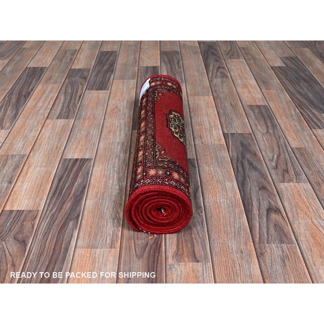 Red Princess Bokara Tribal Medallions Hand Knotted All Wool Runner Rug - 5