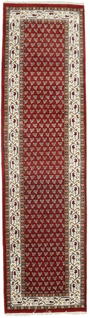 Red Floral 2'6X9 Indo Botemir Oriental Runner Rug - 2