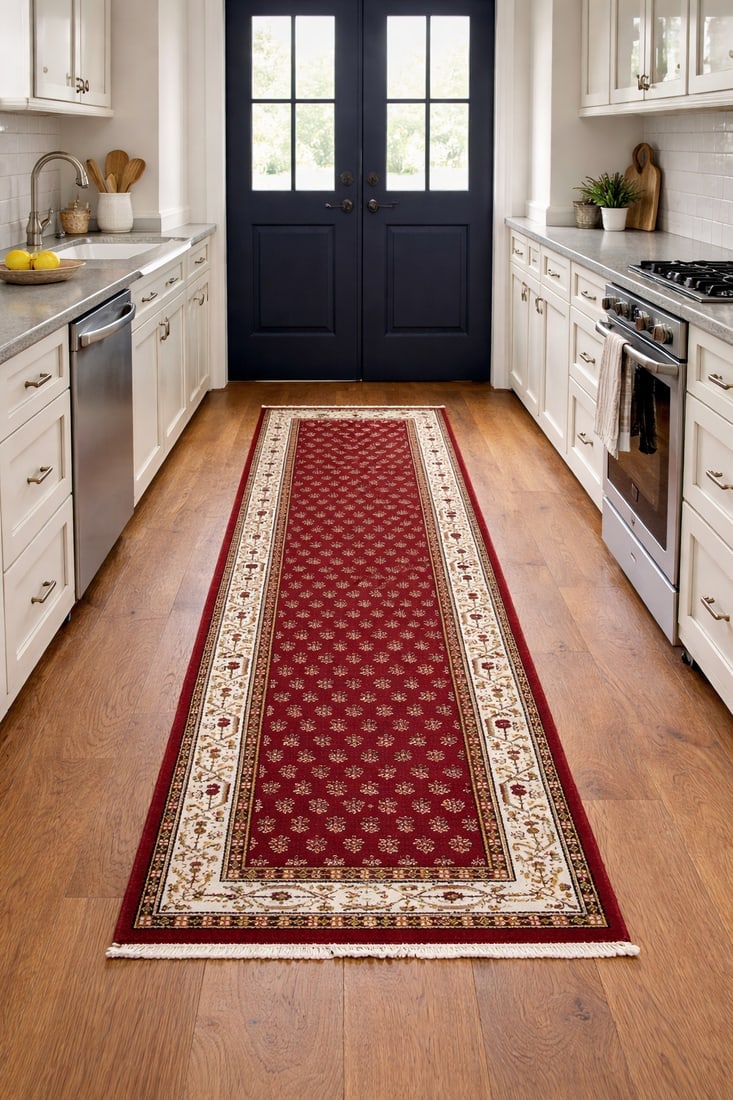 Red Floral 2'6X9 Indo Botemir Oriental Runner Rug - 3