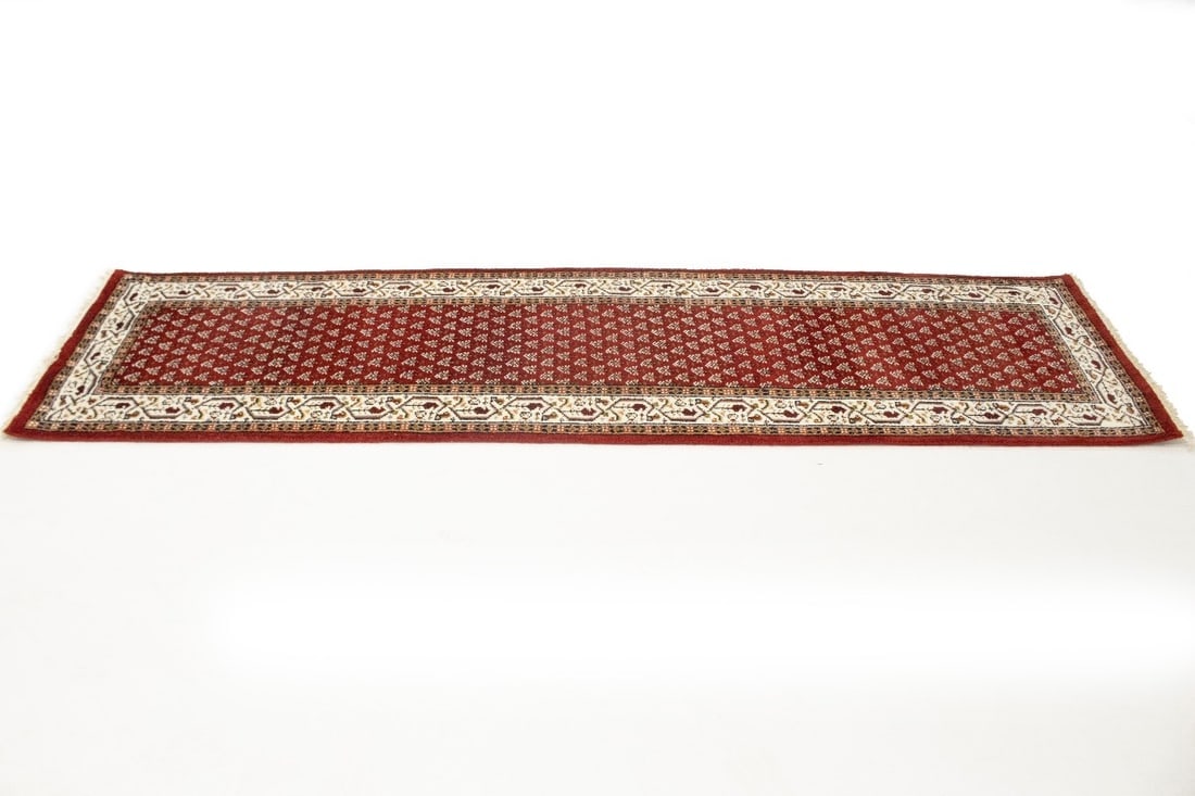 Red Floral 2'6X9 Indo Botemir Oriental Runner Rug - 7