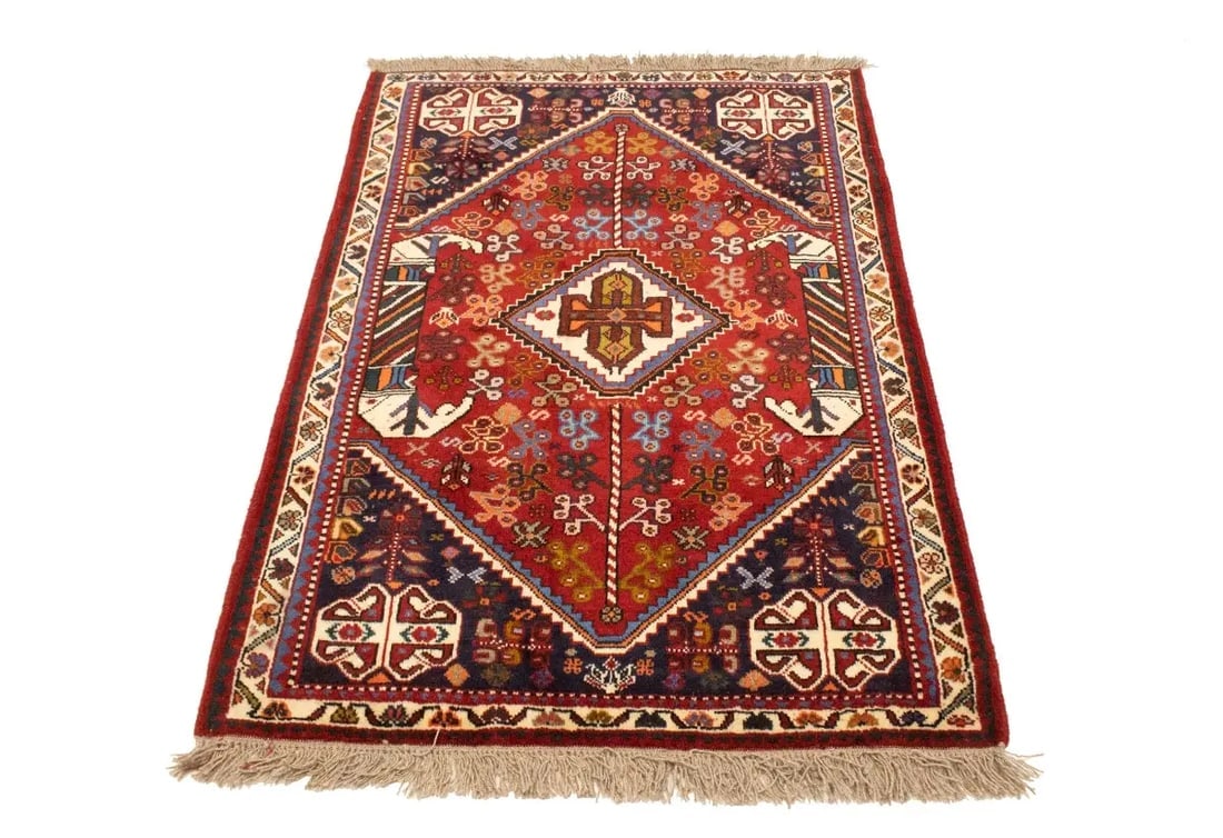 Red Tribal 3'5X5 Shiraz Persian Rug - 4