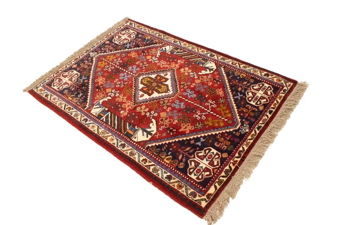 Red Tribal 3'5X5 Shiraz Persian Rug - 5