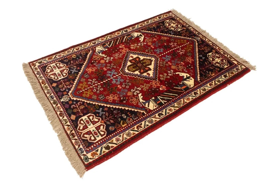 Red Tribal 3'5X5 Shiraz Persian Rug - 6