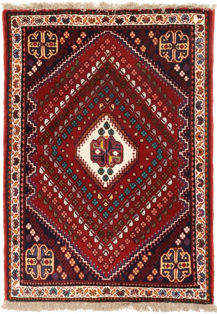 Red Tribal 3'4X4'8 Shiraz Persian Rug - 3