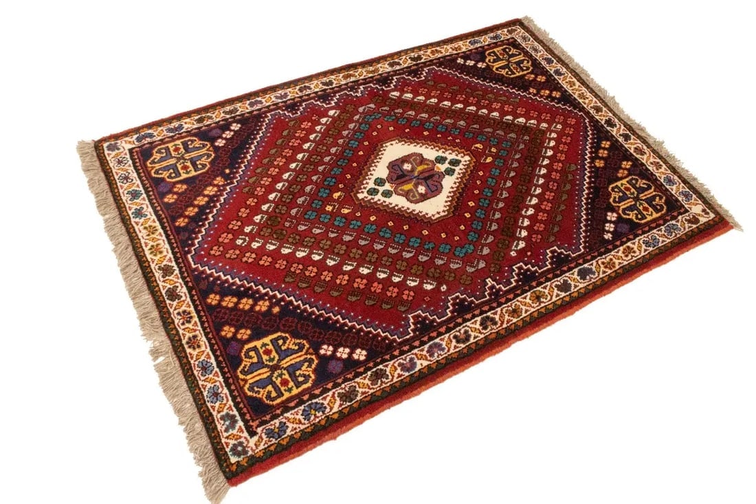 Red Tribal 3'4X4'8 Shiraz Persian Rug - 5