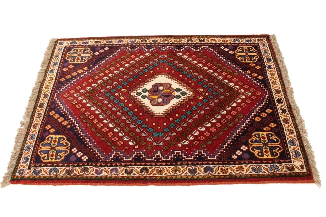 Red Tribal 3'4X4'8 Shiraz Persian Rug - 6