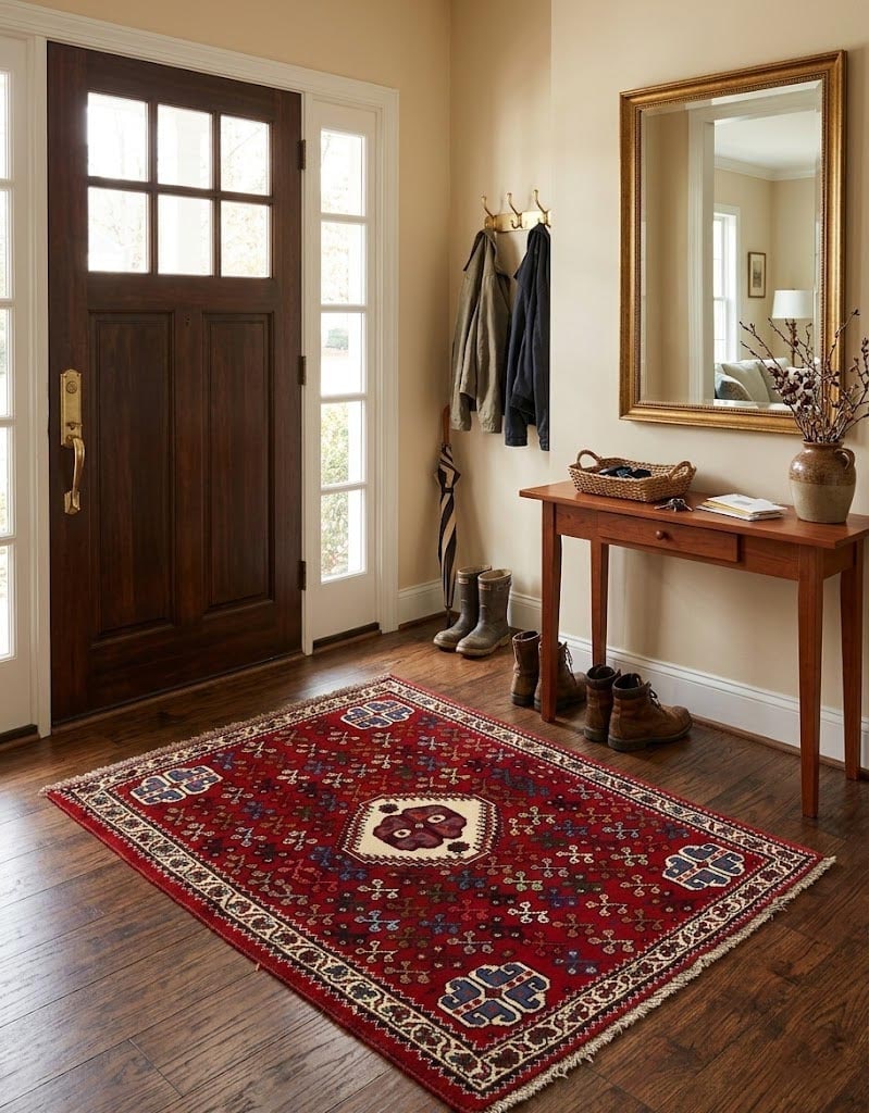 Red Tribal 3'6X4'3 Shiraz Persian Rug - 3