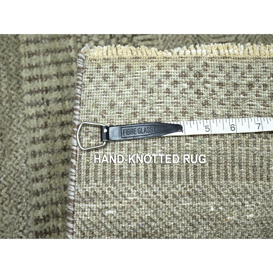 Stone Gray Hand Knotted Wool with Silk Modern Grass Design Mat Rug - 4
