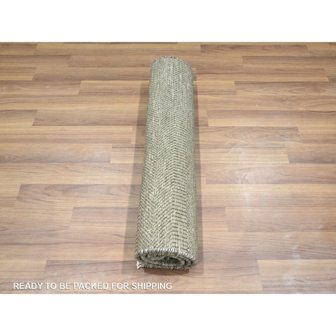 Stone Gray Hand Knotted Wool with Silk Modern Grass Design Mat Rug - 5