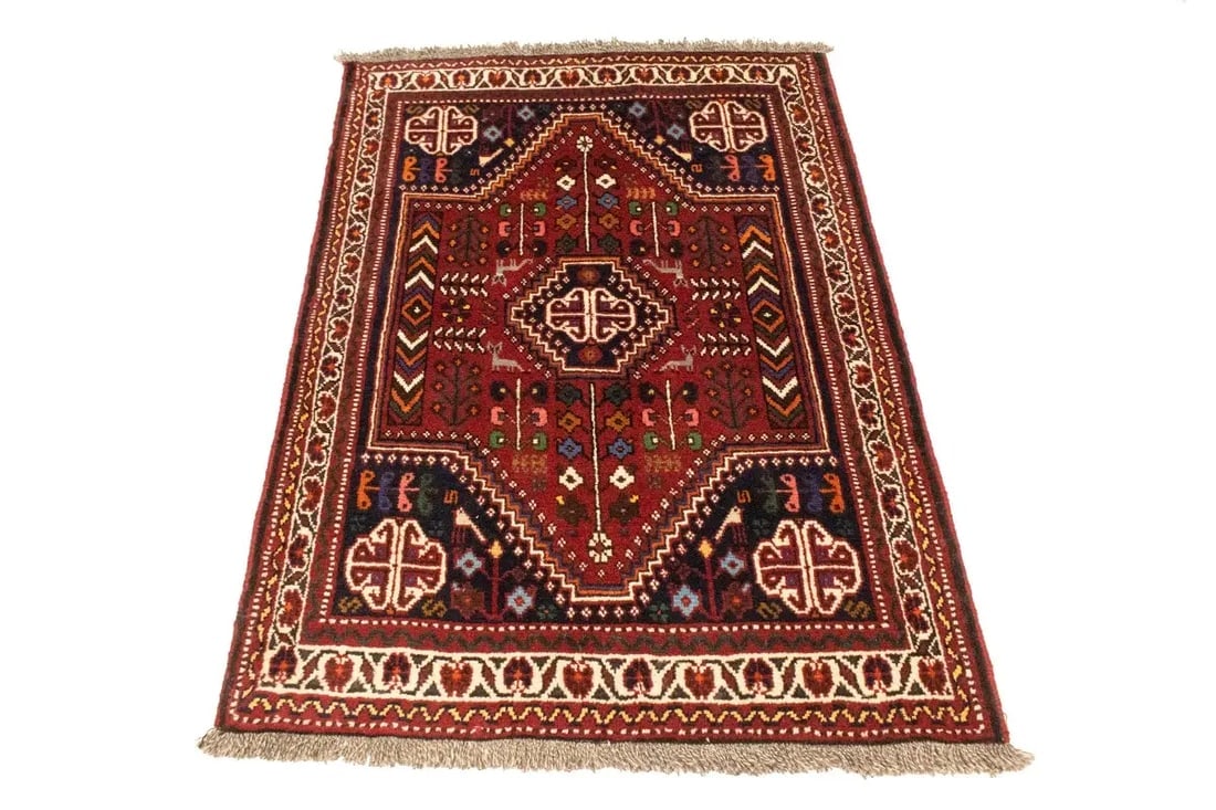 Red Tribal 3X5 Shiraz Persian Rug - 2