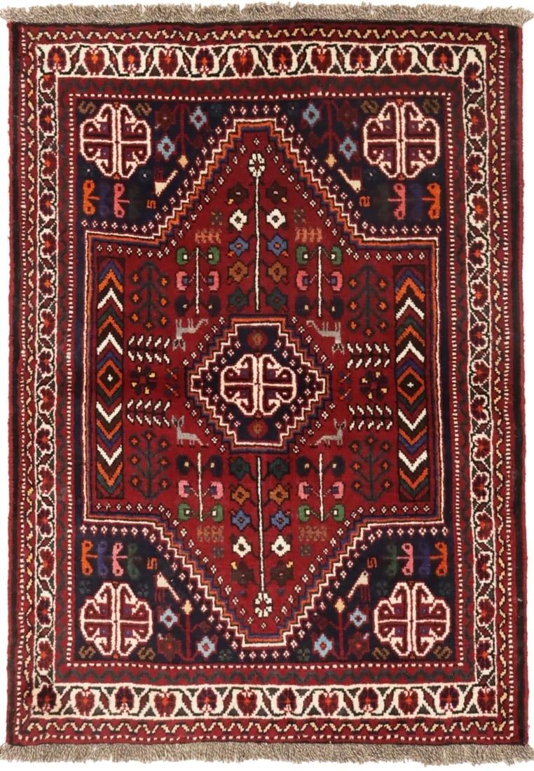 Red Tribal 3X5 Shiraz Persian Rug - 3