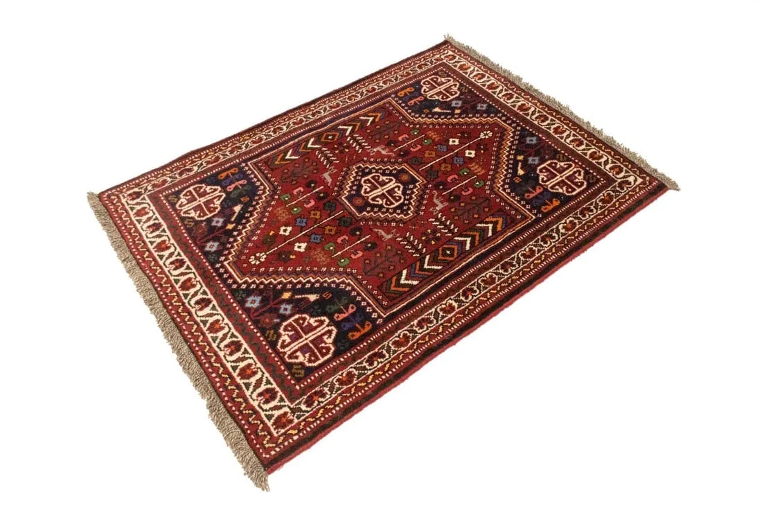 Red Tribal 3X5 Shiraz Persian Rug - 5