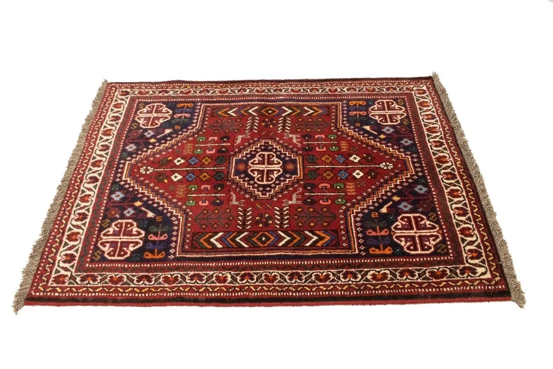 Red Tribal 3X5 Shiraz Persian Rug - 7