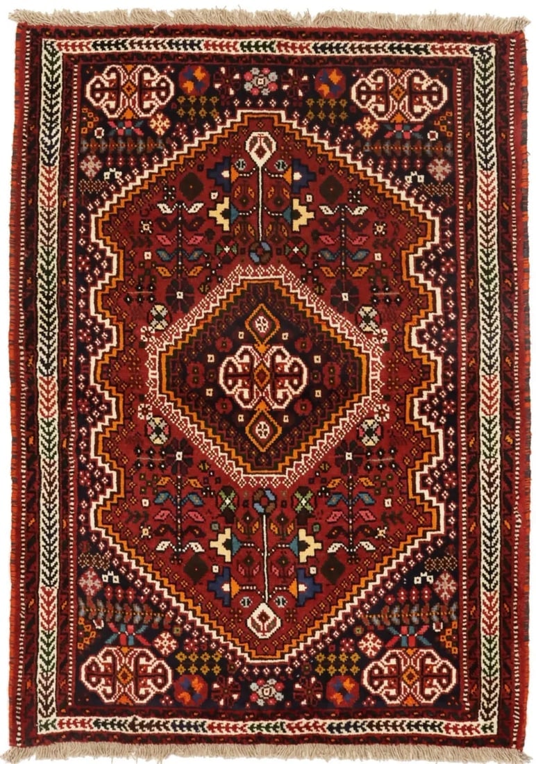 Red Tribal 3'5X5 Shiraz Persian Rug - 3