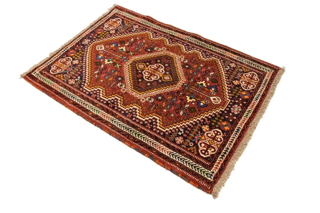 Red Tribal 3'5X5 Shiraz Persian Rug - 5