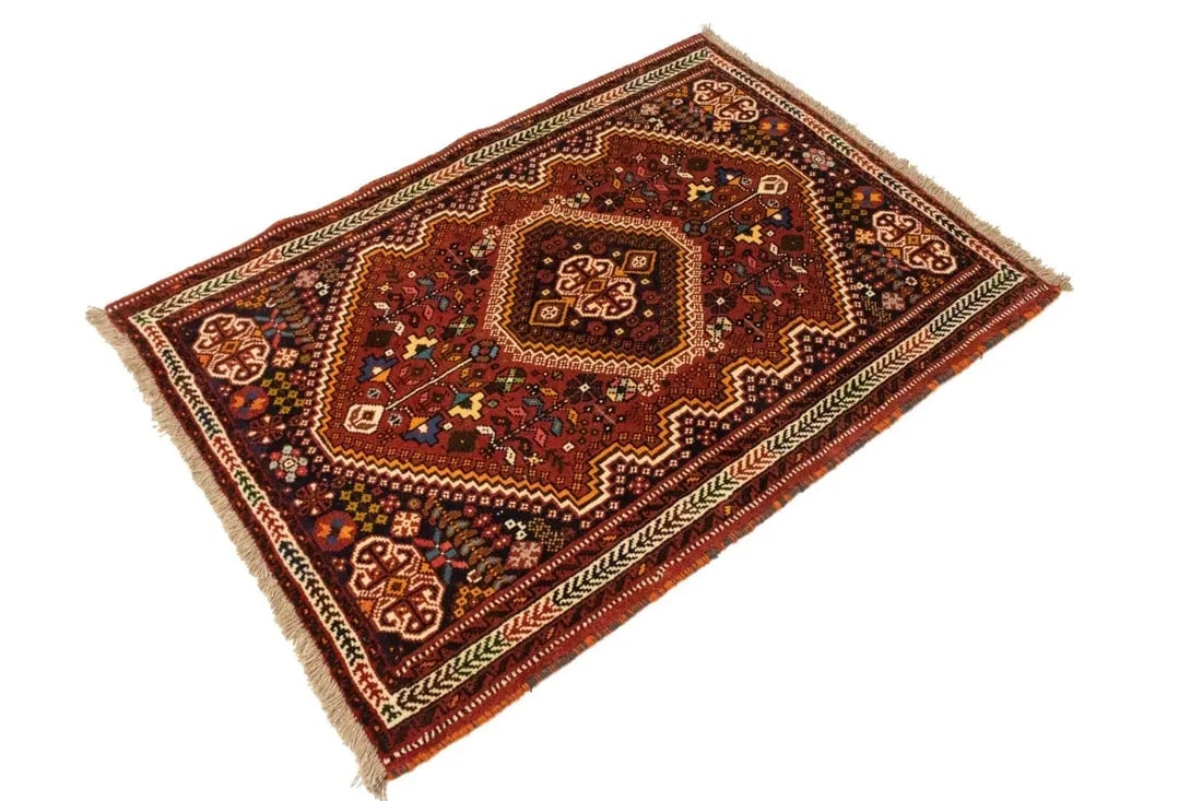 Red Tribal 3'5X5 Shiraz Persian Rug - 6