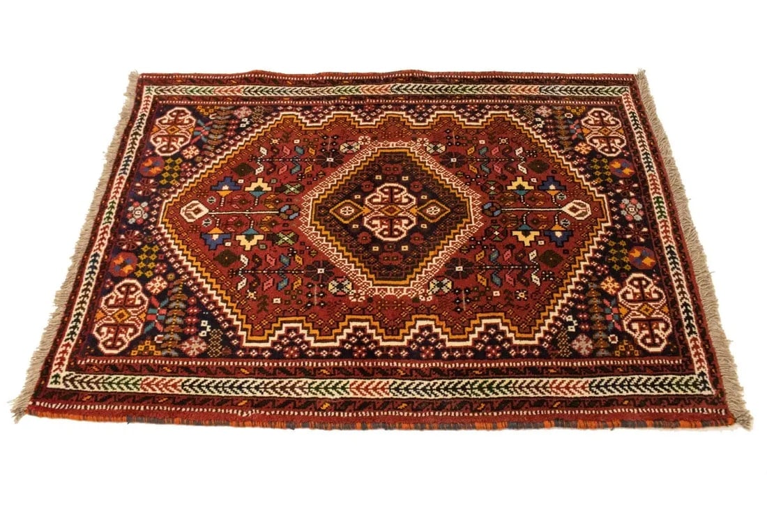 Red Tribal 3'5X5 Shiraz Persian Rug - 7