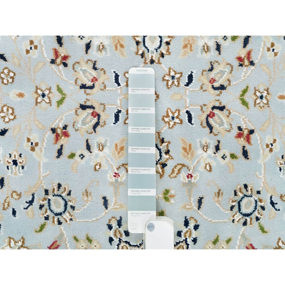 Blue, 250 KPSI, Extra Soft Wool, Hand Knotted, Nain Design Runner Rug - 4