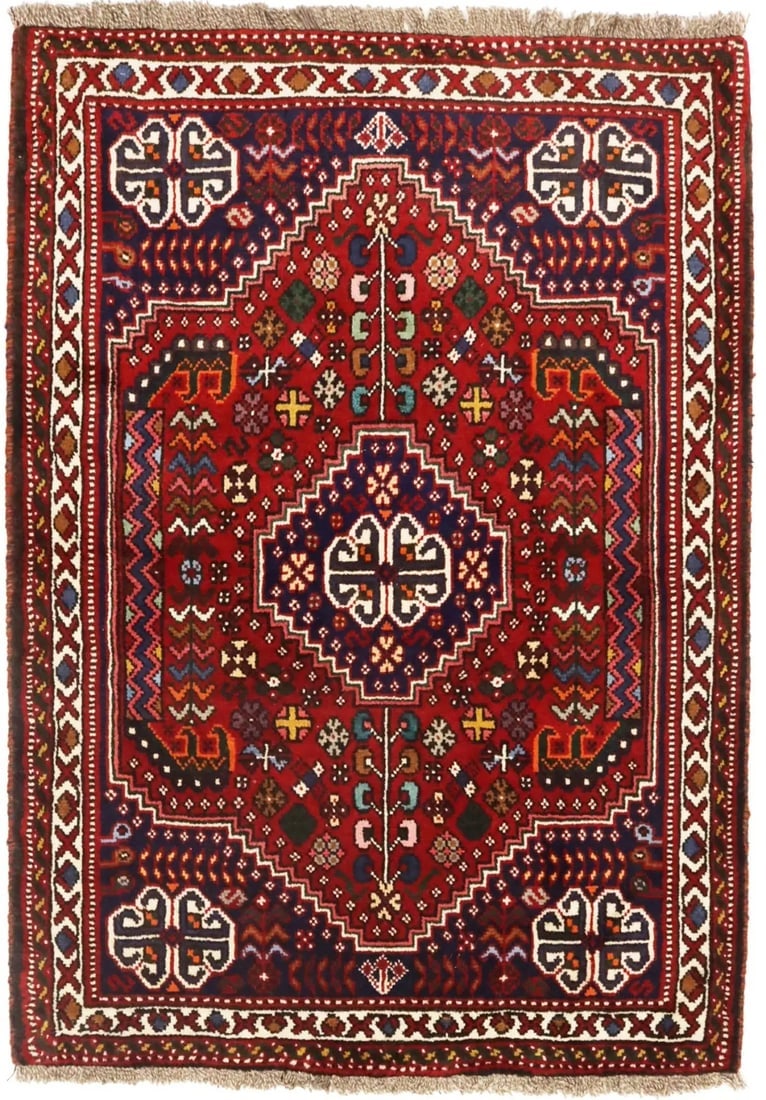 Red Tribal 3'5X5 Shiraz Persian Rug - 2