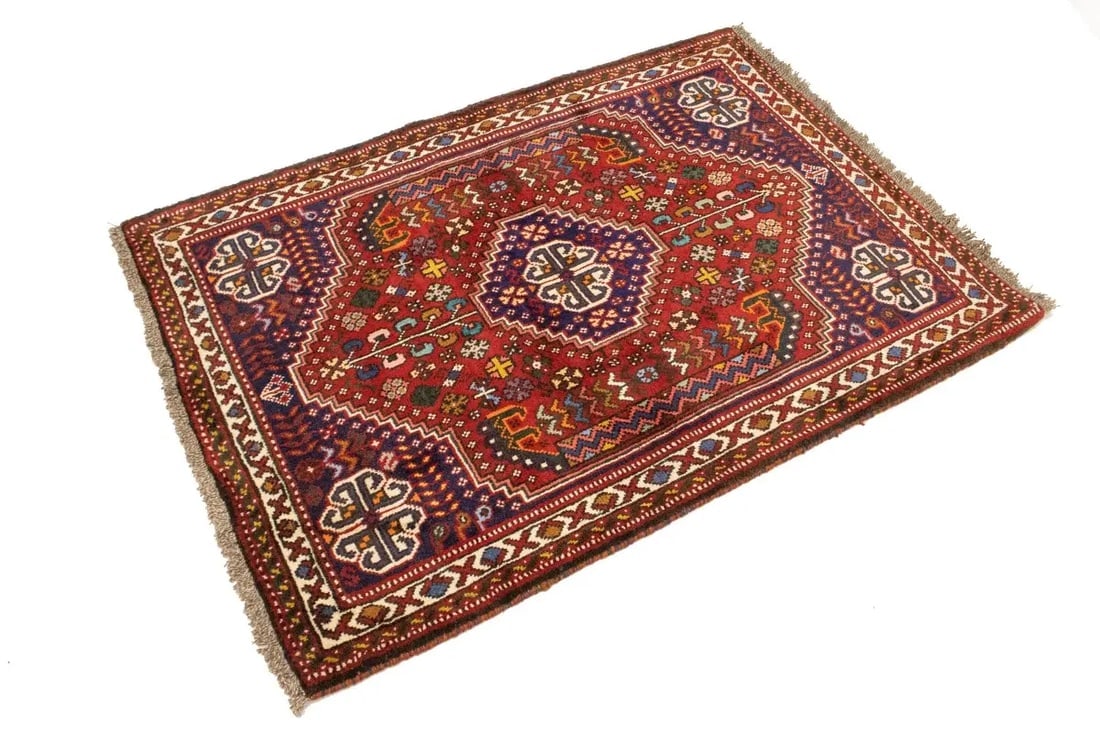 Red Tribal 3'5X5 Shiraz Persian Rug - 7