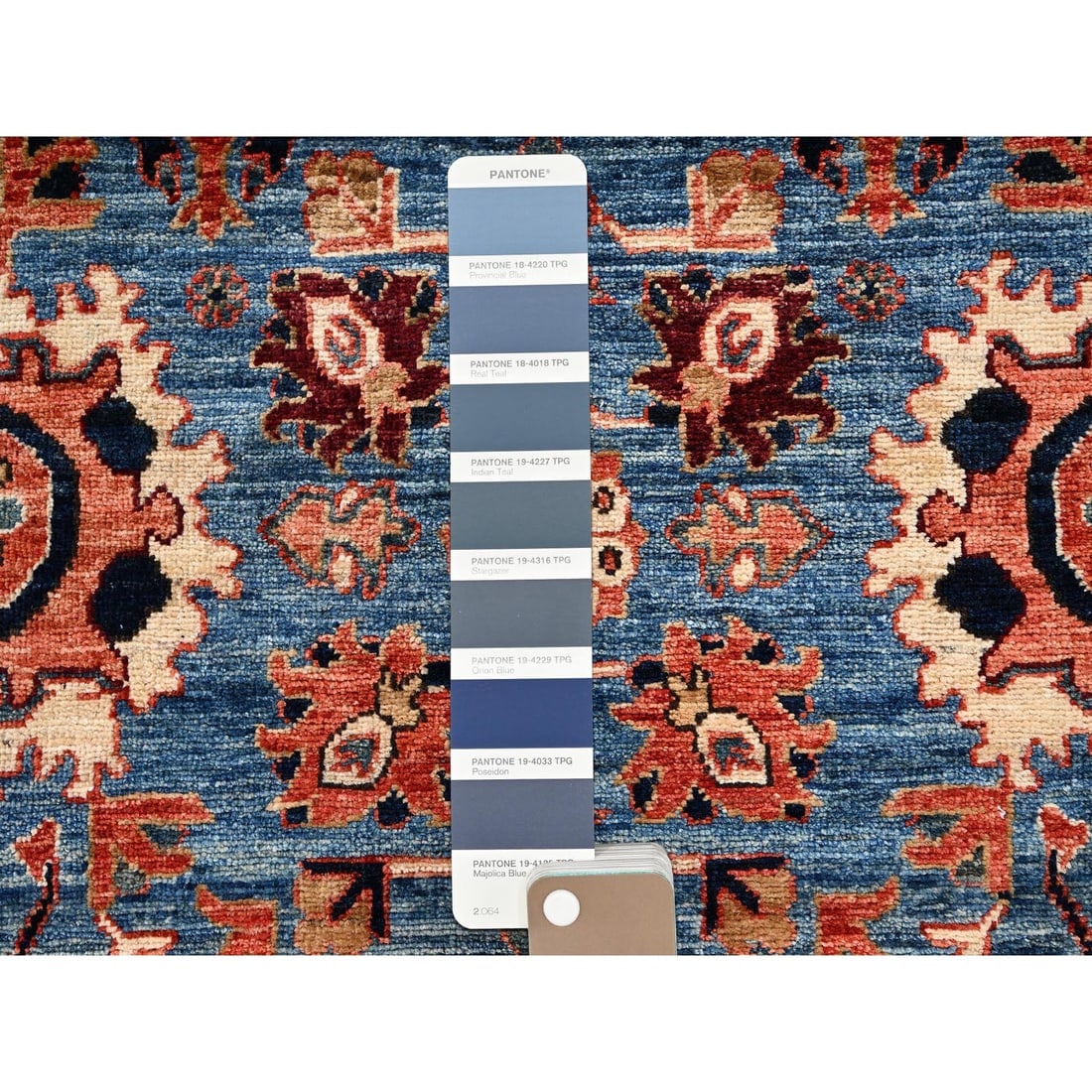 Bayern Blue Heriz All Over Design Hand Knotted Soft Wool Runner Rug - 4