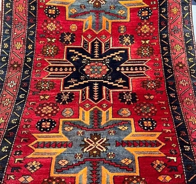 Hand Knotted Karabagh Tribal Wool Red Caucasian Oriental Rug 4'4" x 7" - 6