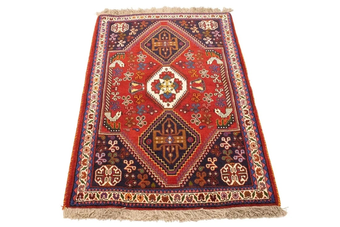Red Tribal 3'5X5 Shiraz Persian Rug - 4
