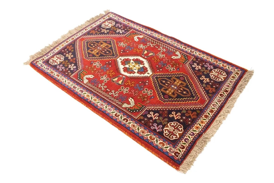 Red Tribal 3'5X5 Shiraz Persian Rug - 5