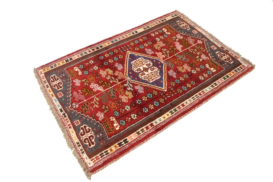 Red Tribal 3'5X5 Shiraz Persian Rug - 6
