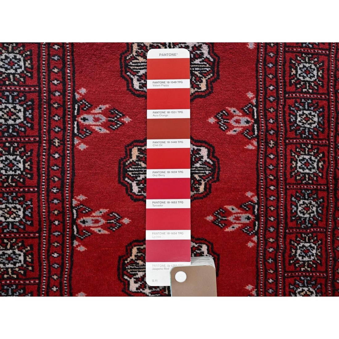 Chili Red Princess Bokara Tribal Medallions Hand Knotted Runner Rug - 4