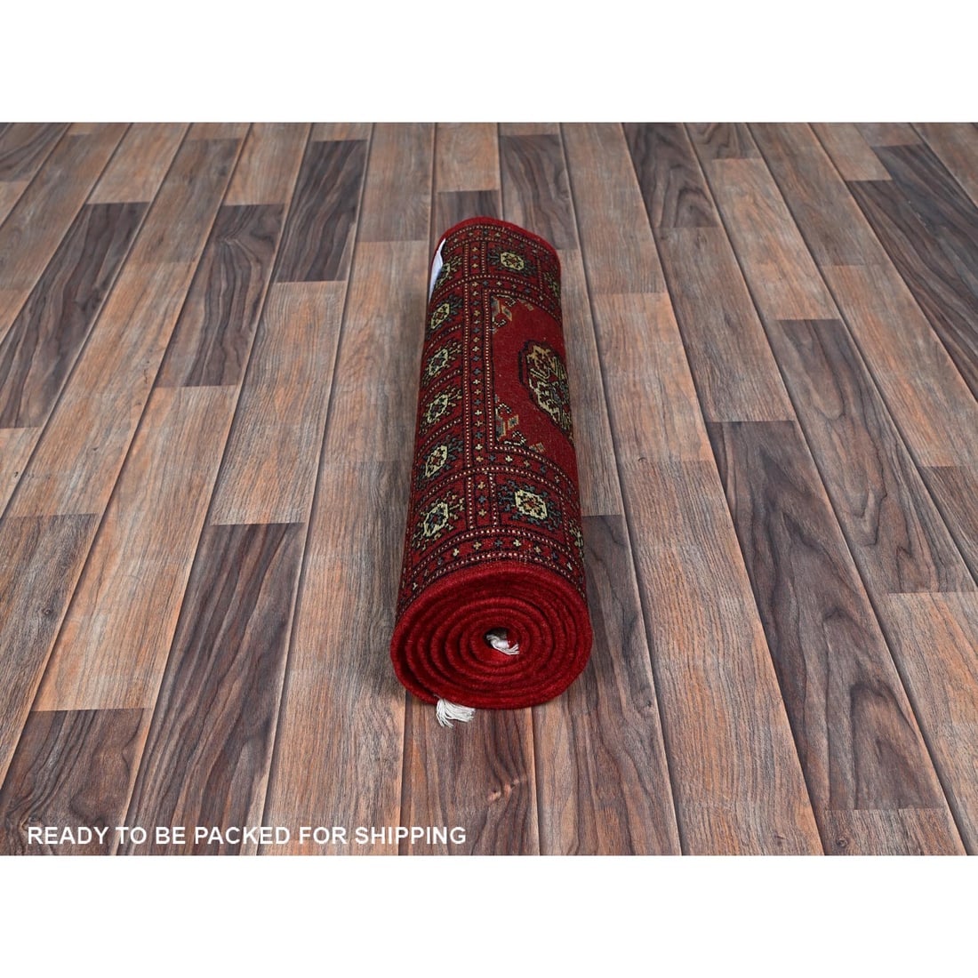 Chili Red Princess Bokara Tribal Medallions Hand Knotted Runner Rug - 5